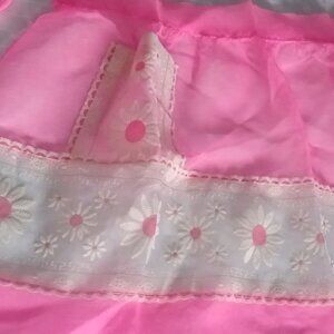Transparent pink and white vintage apron, circa 1965